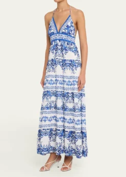 ALICE + OLIVIAKarolina Tiered Halter Maxi Dress