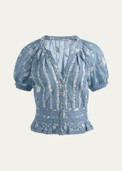ALICE + OLIVIAKathryn Embroidered Short-Sleeve Blouse