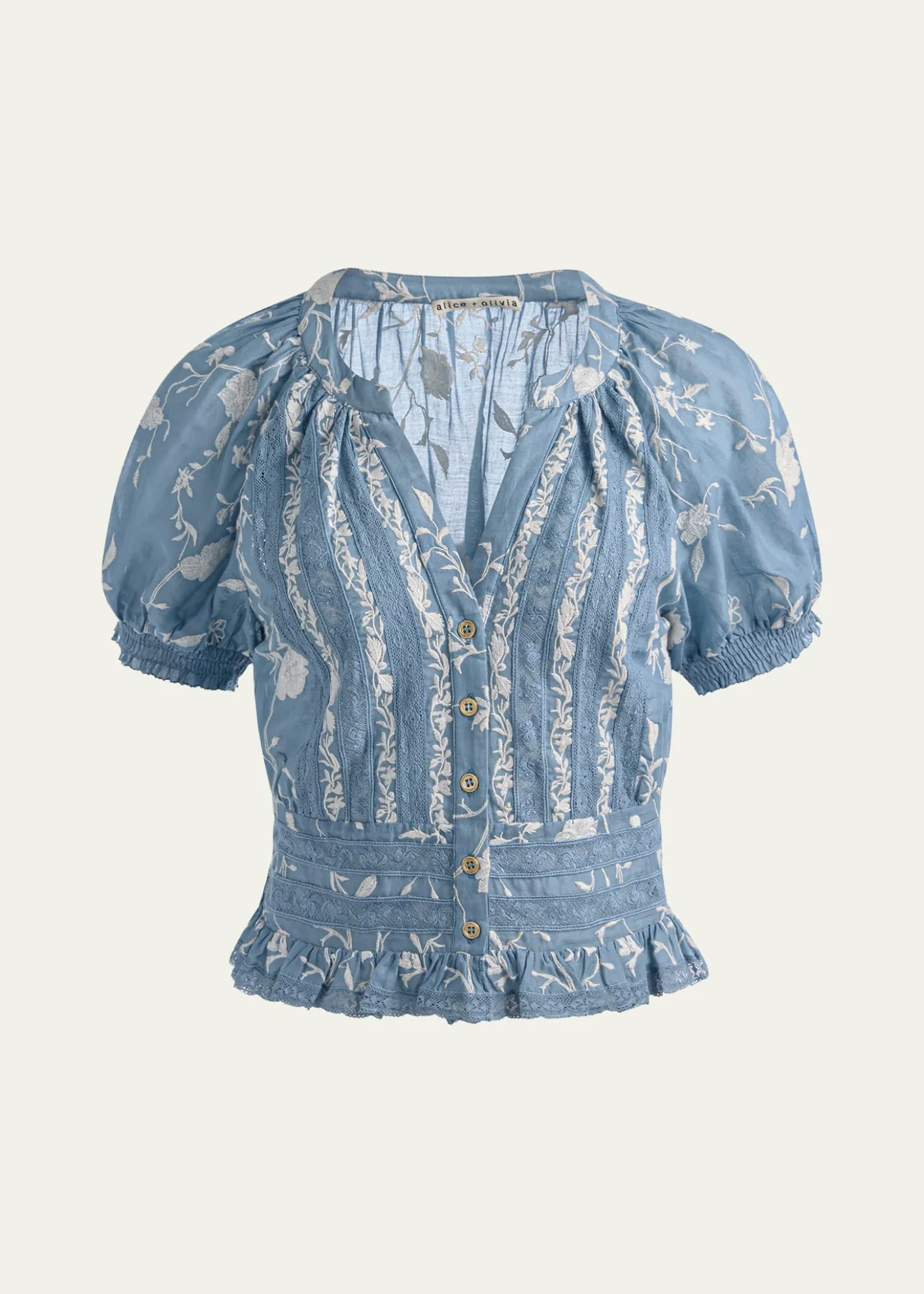 ALICE + OLIVIAKathryn Embroidered Short-Sleeve Blouse