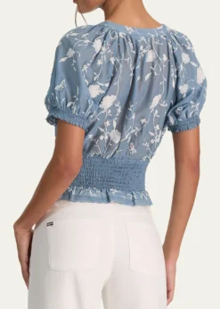 ALICE + OLIVIAKathryn Embroidered Short-Sleeve Blouse