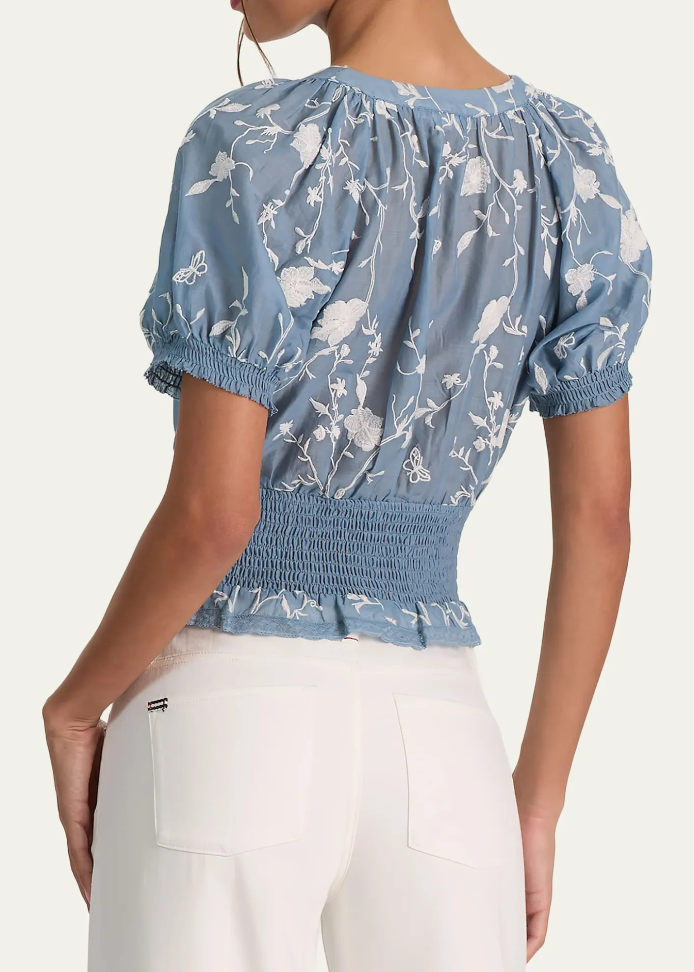 ALICE + OLIVIAKathryn Embroidered Short-Sleeve Blouse