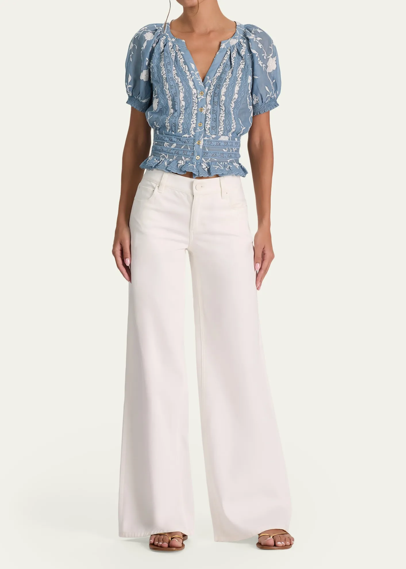 ALICE + OLIVIAKathryn Embroidered Short-Sleeve Blouse