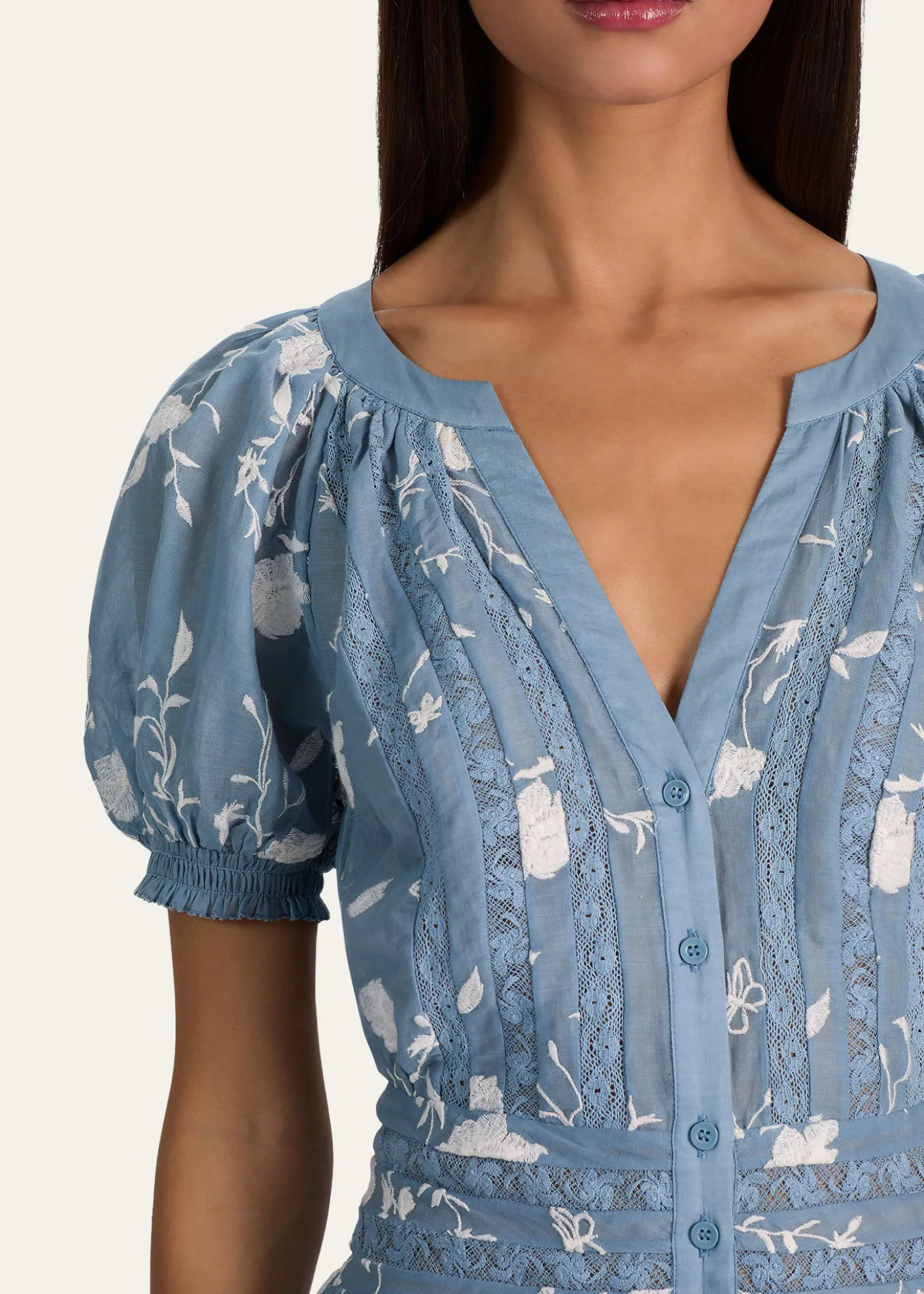 ALICE + OLIVIAKathryn Lace-Trim Midi Shirtdress