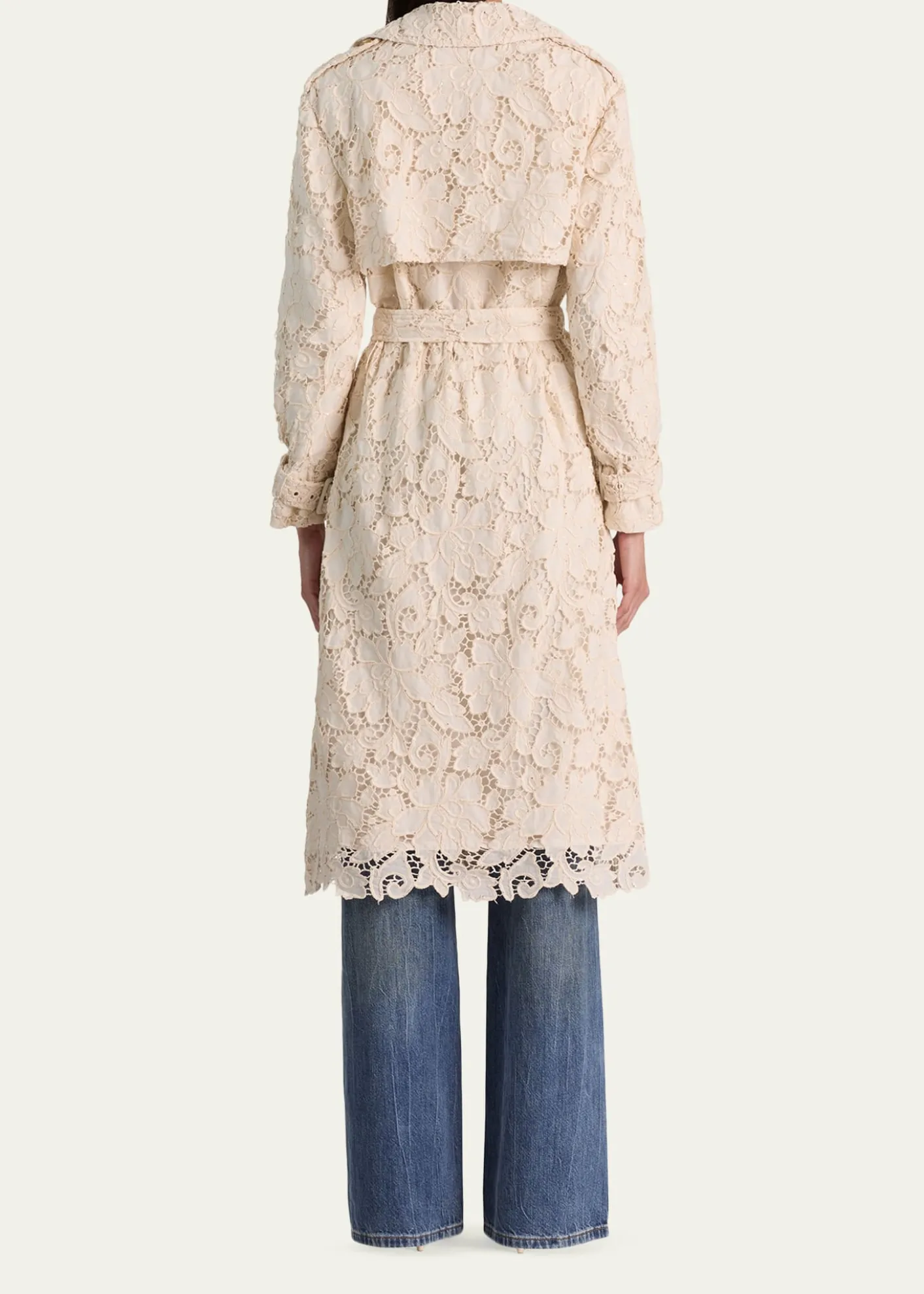 ALICE + OLIVIAKeith Eyelet Midi Trench Coat