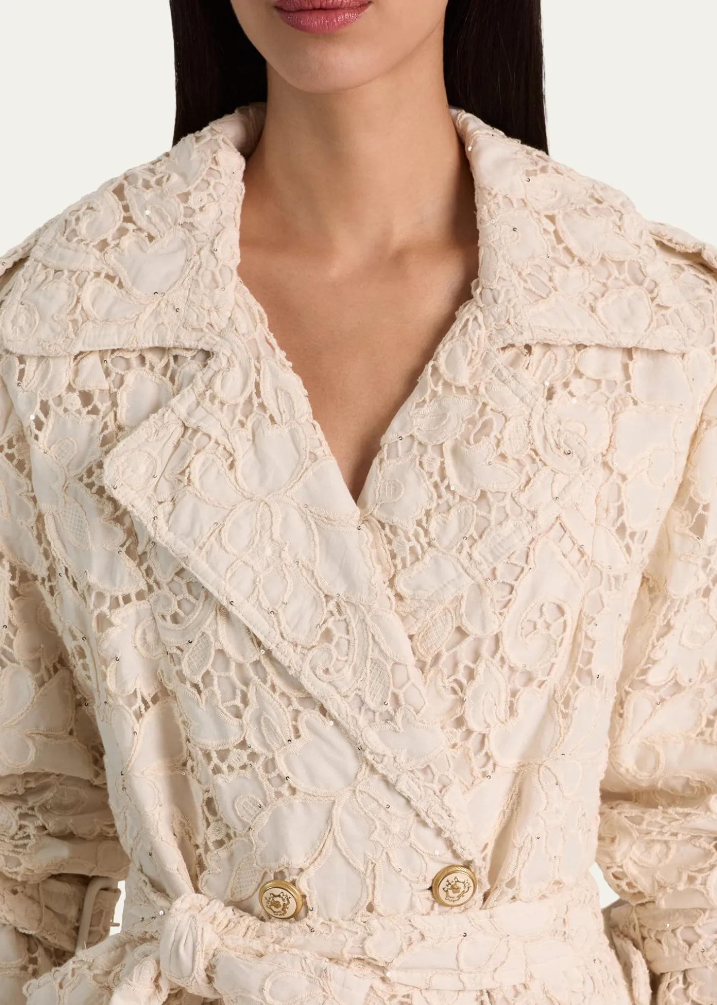 ALICE + OLIVIAKeith Eyelet Midi Trench Coat