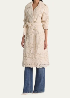 ALICE + OLIVIAKeith Eyelet Midi Trench Coat
