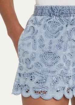 ALICE + OLIVIAKenley Eyelet Denim Shorts