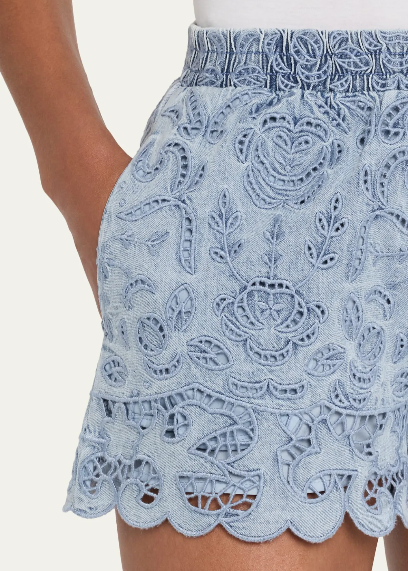 ALICE + OLIVIAKenley Eyelet Denim Shorts