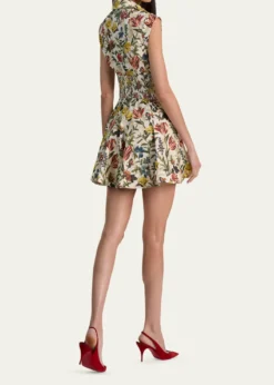 ALICE + OLIVIAKim Paneled Floral Mini Shirtdress