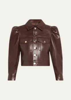 ALICE + OLIVIALana Vegan Leather Puff-Shoulder Jacket