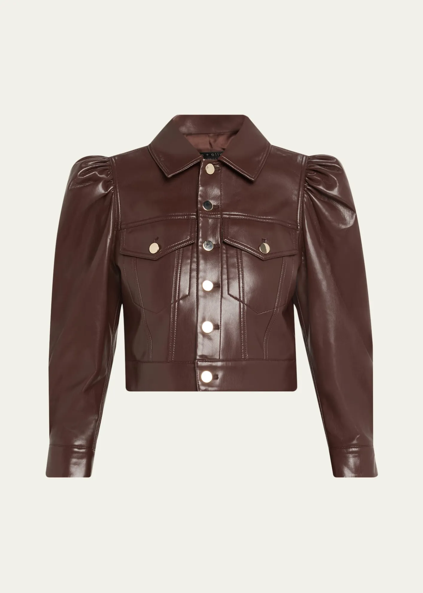 ALICE + OLIVIALana Vegan Leather Puff-Shoulder Jacket