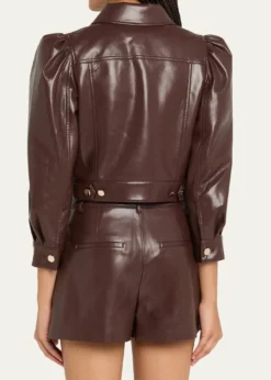 ALICE + OLIVIALana Vegan Leather Puff-Shoulder Jacket