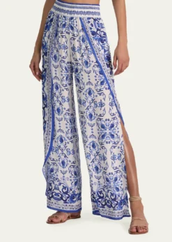 ALICE + OLIVIALarissa Smocked Open Pleat Pants