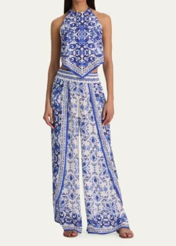 ALICE + OLIVIALarissa Smocked Open Pleat Pants