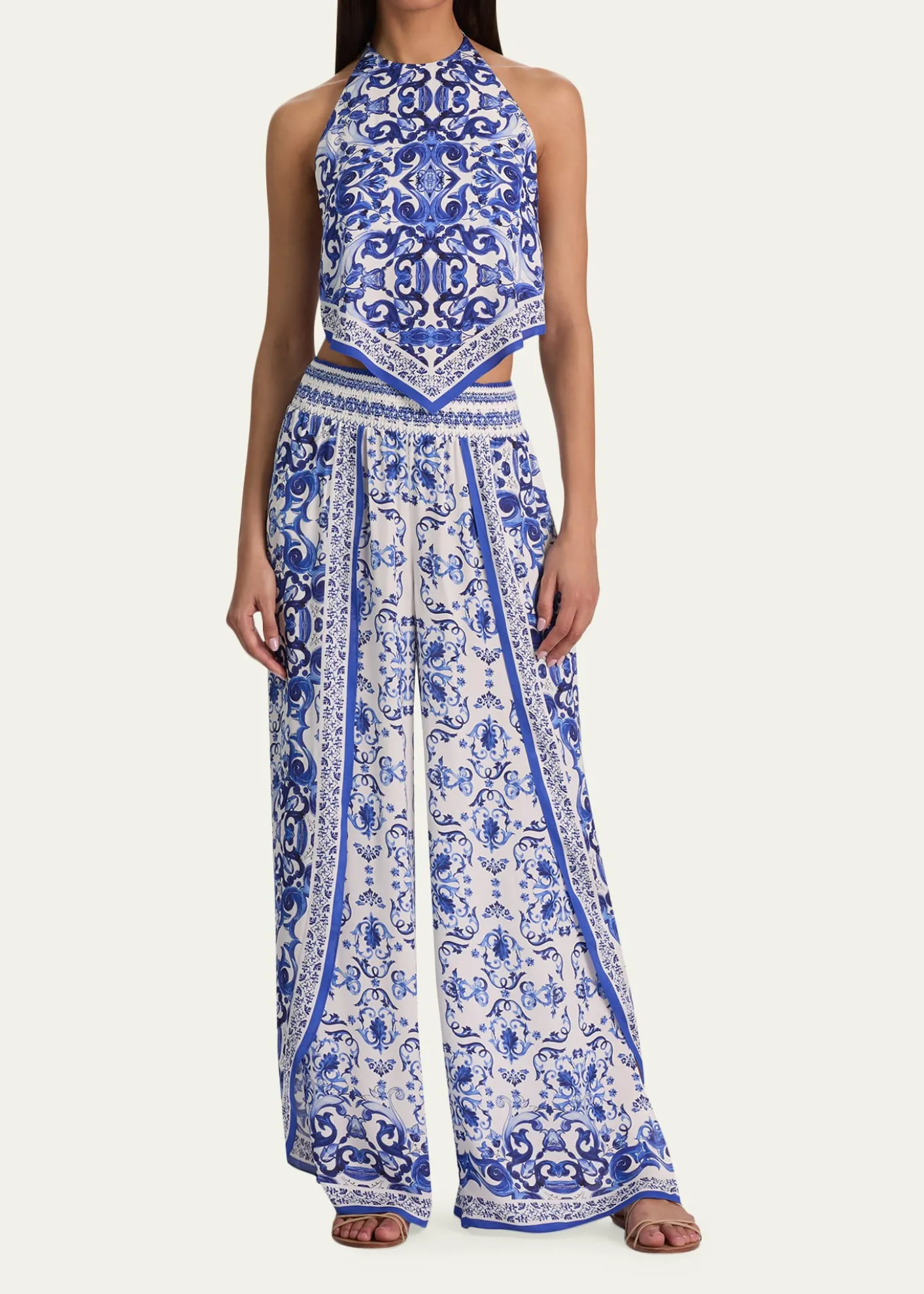 ALICE + OLIVIALarissa Smocked Open Pleat Pants