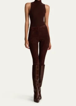 ALICE + OLIVIALennox Mid-Rise Suede Leggings