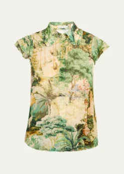 ALICE + OLIVIAMartel Flutter-Sleeve Blouse