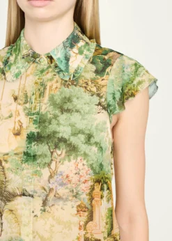 ALICE + OLIVIAMartel Flutter-Sleeve Blouse