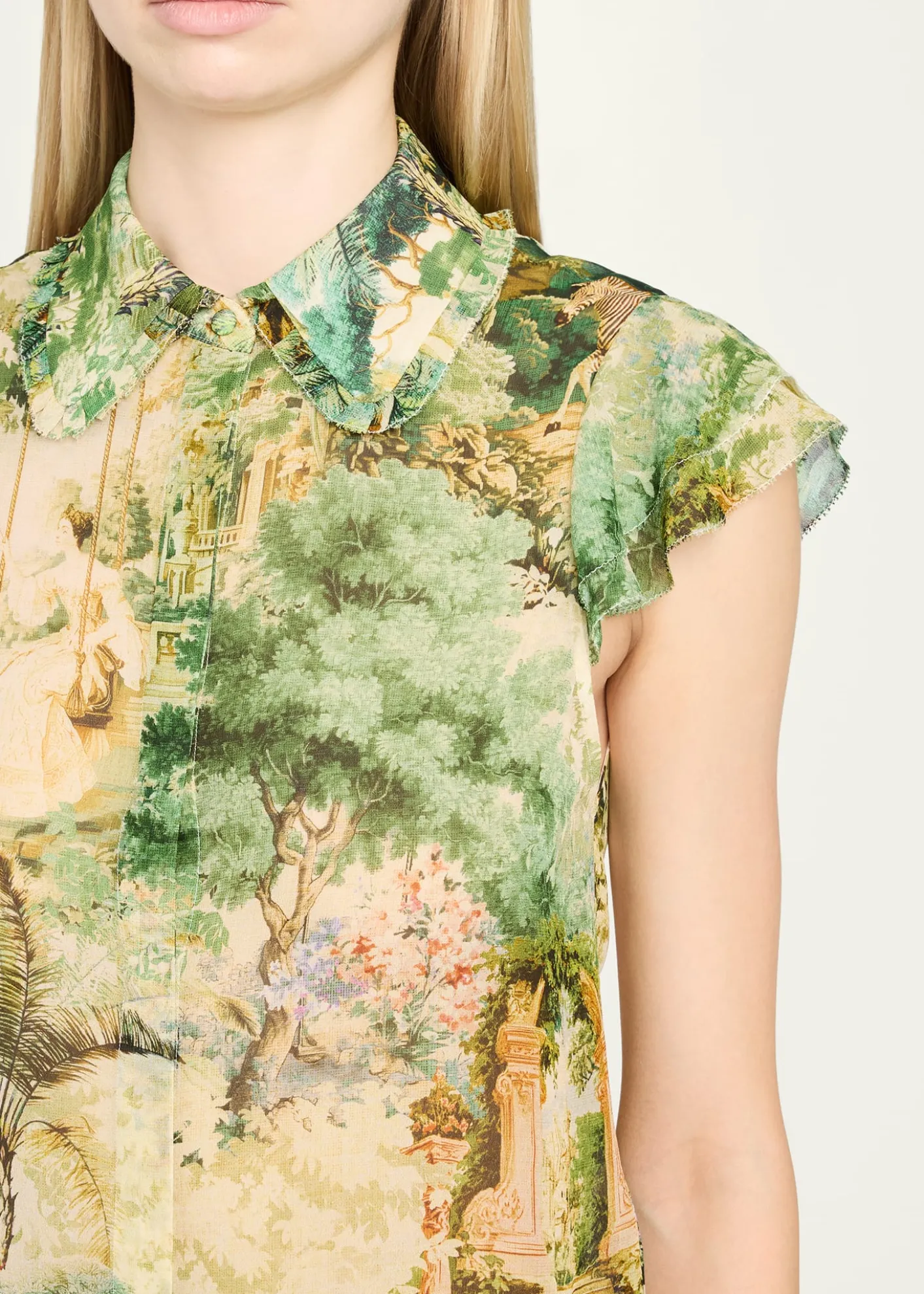 ALICE + OLIVIAMartel Flutter-Sleeve Blouse