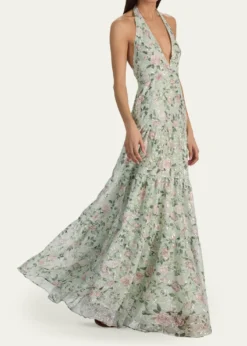 ALICE + OLIVIAMaura Embroidered Floral Tiered Maxi Dress