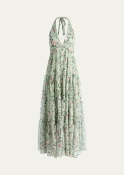 ALICE + OLIVIAMaura Embroidered Floral Tiered Maxi Dress