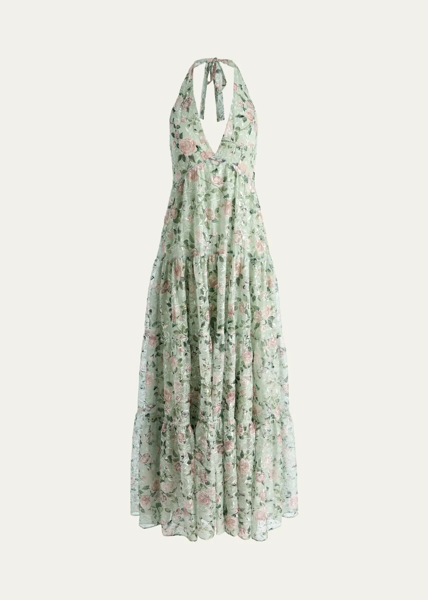 ALICE + OLIVIAMaura Embroidered Floral Tiered Maxi Dress