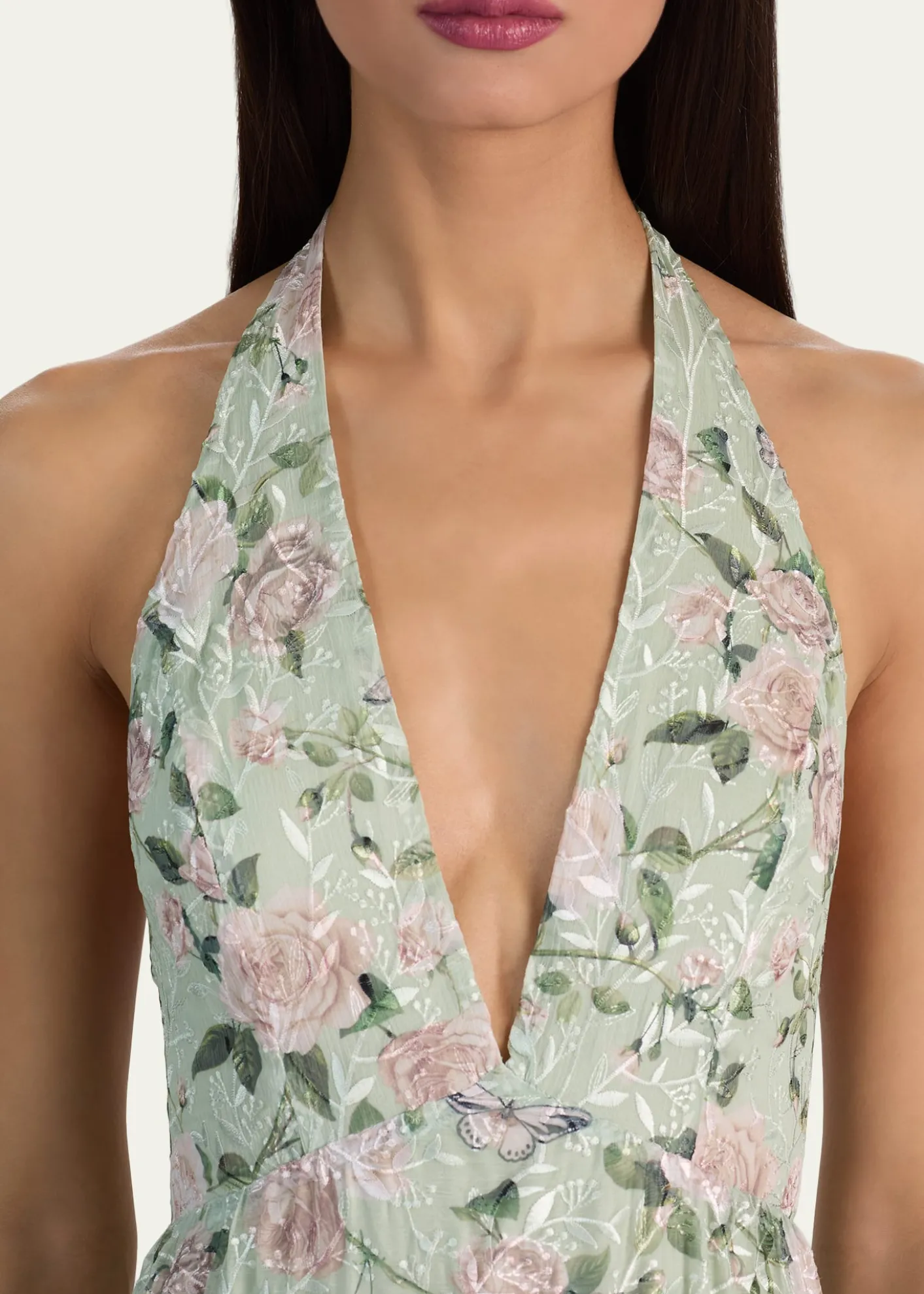 ALICE + OLIVIAMaura Embroidered Floral Tiered Maxi Dress