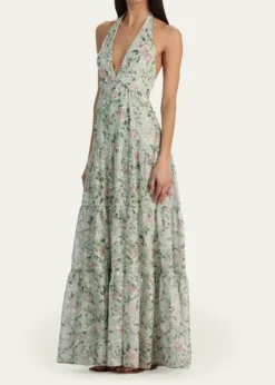 ALICE + OLIVIAMaura Embroidered Floral Tiered Maxi Dress