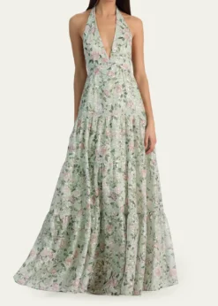 ALICE + OLIVIAMaura Embroidered Floral Tiered Maxi Dress