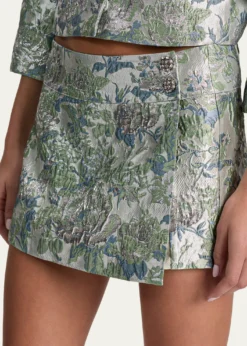 ALICE + OLIVIASomers Metallic Jacquard Mini Skort