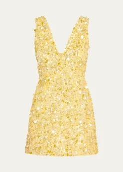 ALICE + OLIVIATatum Embellished Deep V Lantern Skirt Mini Gown