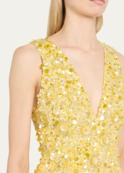 ALICE + OLIVIATatum Embellished Deep V Lantern Skirt Mini Gown
