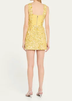 ALICE + OLIVIATatum Embellished Deep V Lantern Skirt Mini Gown