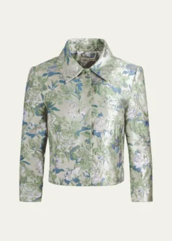 ALICE + OLIVIAWeston Metallic Jacquard Cropped Jacket