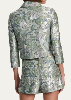 ALICE + OLIVIAWeston Metallic Jacquard Cropped Jacket