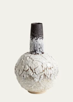 Alison LousadaBlack Volcanic Rock & White Porcelain Bud Vase, 10"