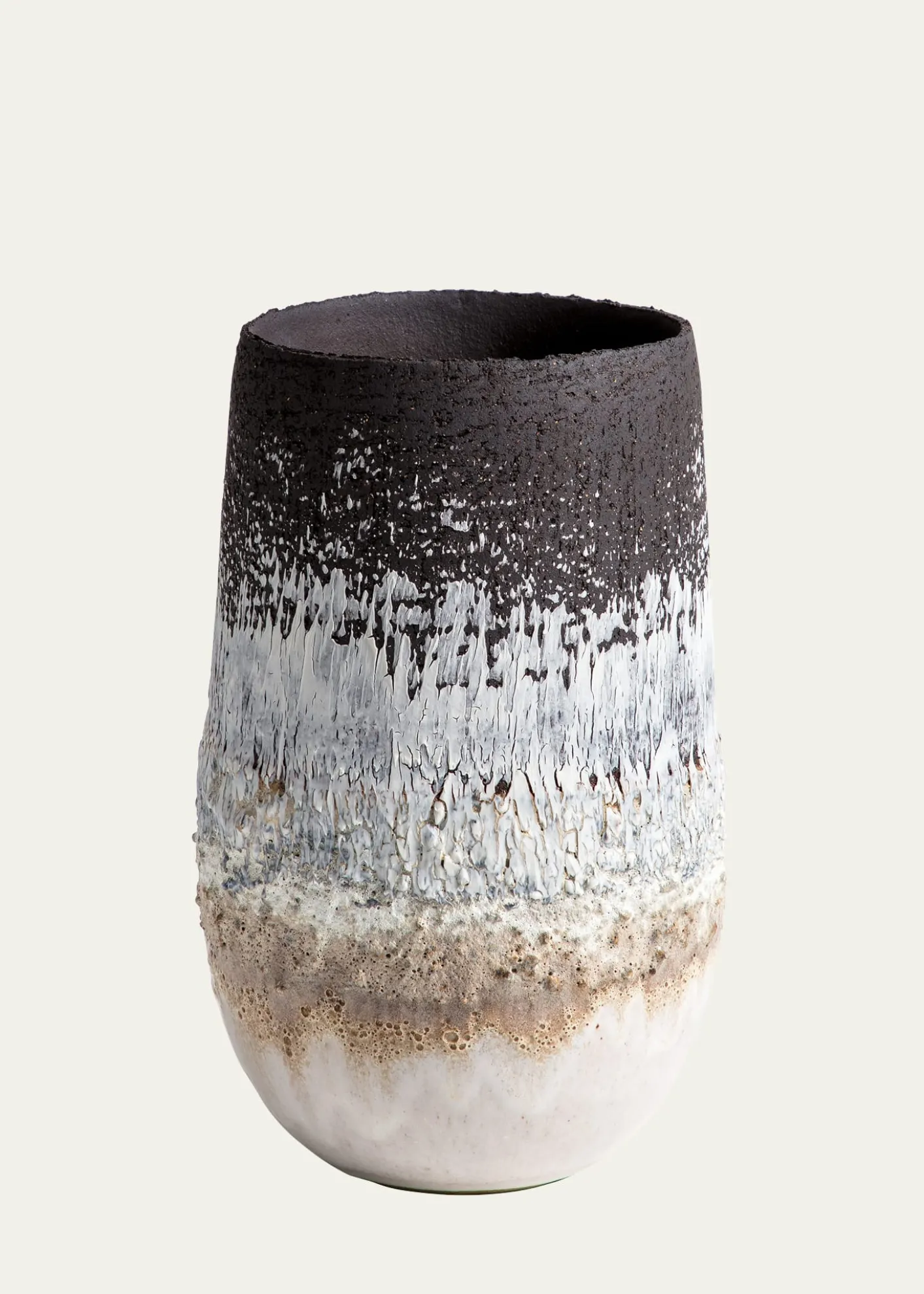 Alison LousadaWhite Volcanic Rock & Black Porcelain Medium Open Vase, 12"