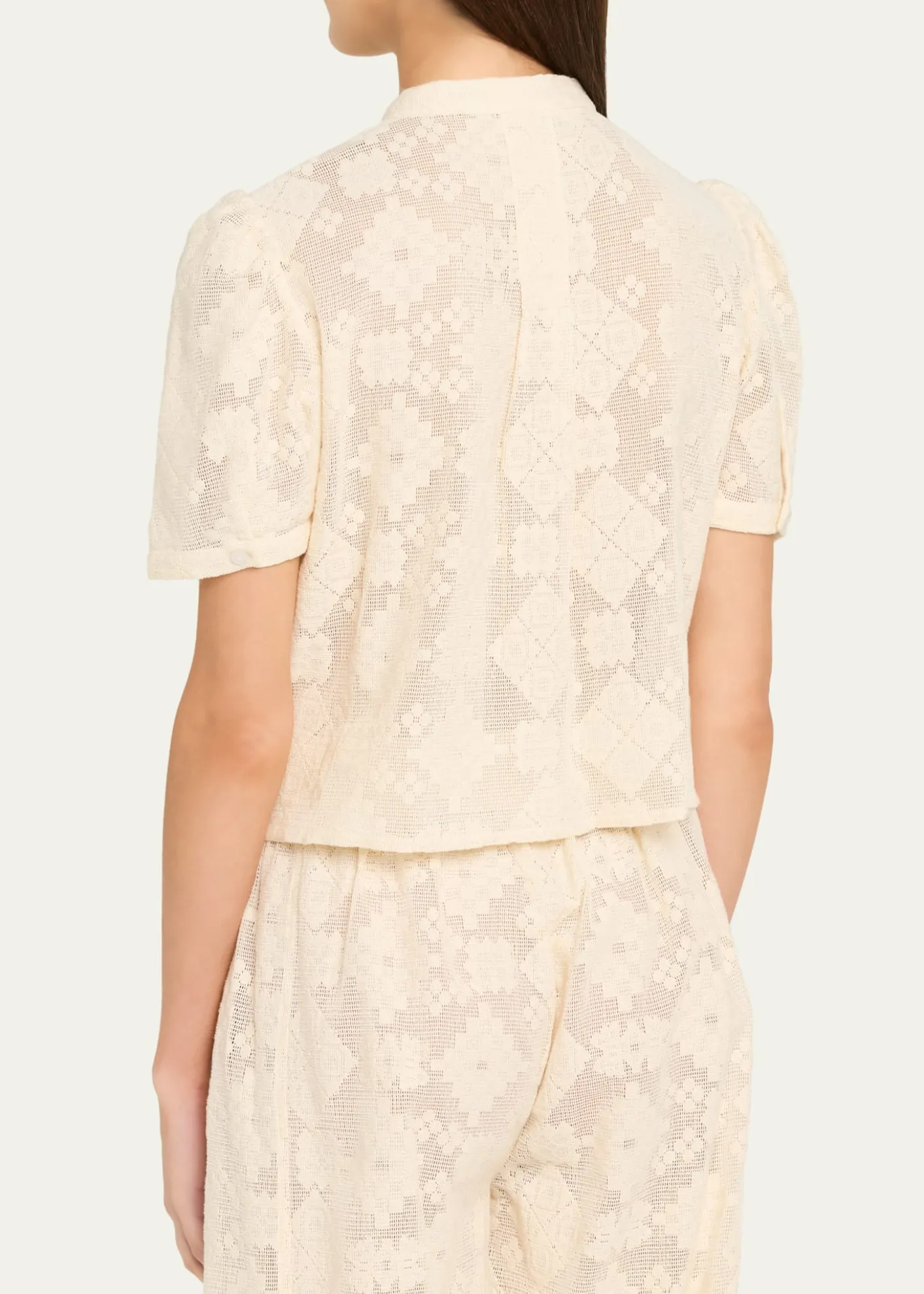 Alix of BohemiaChance Eyelet Tie-Neck Top