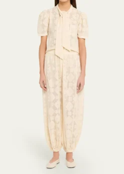 Alix of BohemiaChance Eyelet Tie-Neck Top