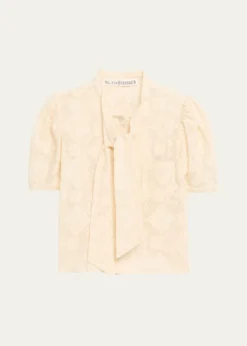 Alix of BohemiaChance Eyelet Tie-Neck Top