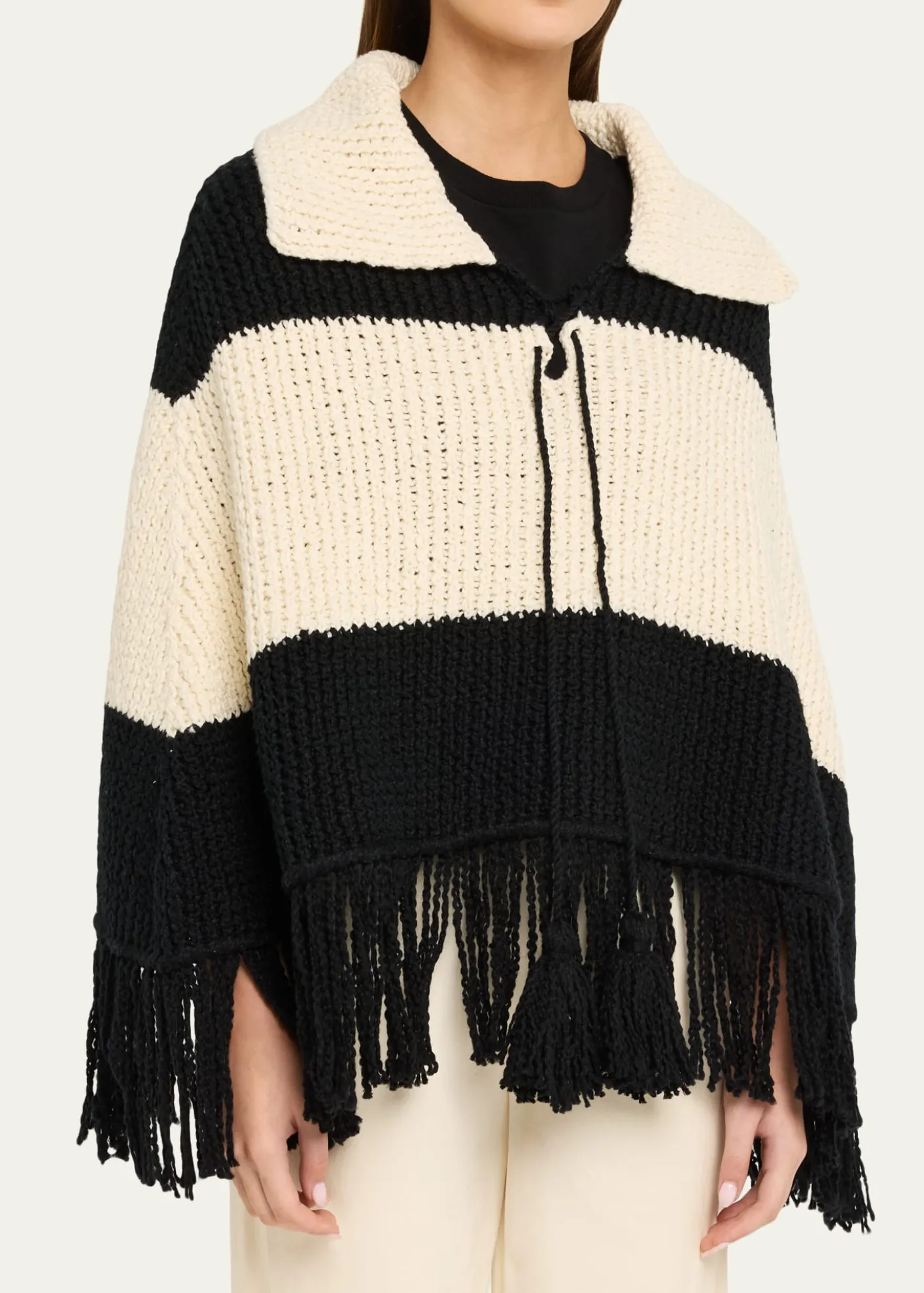Alix of BohemiaFaune Knit Fringe Cape