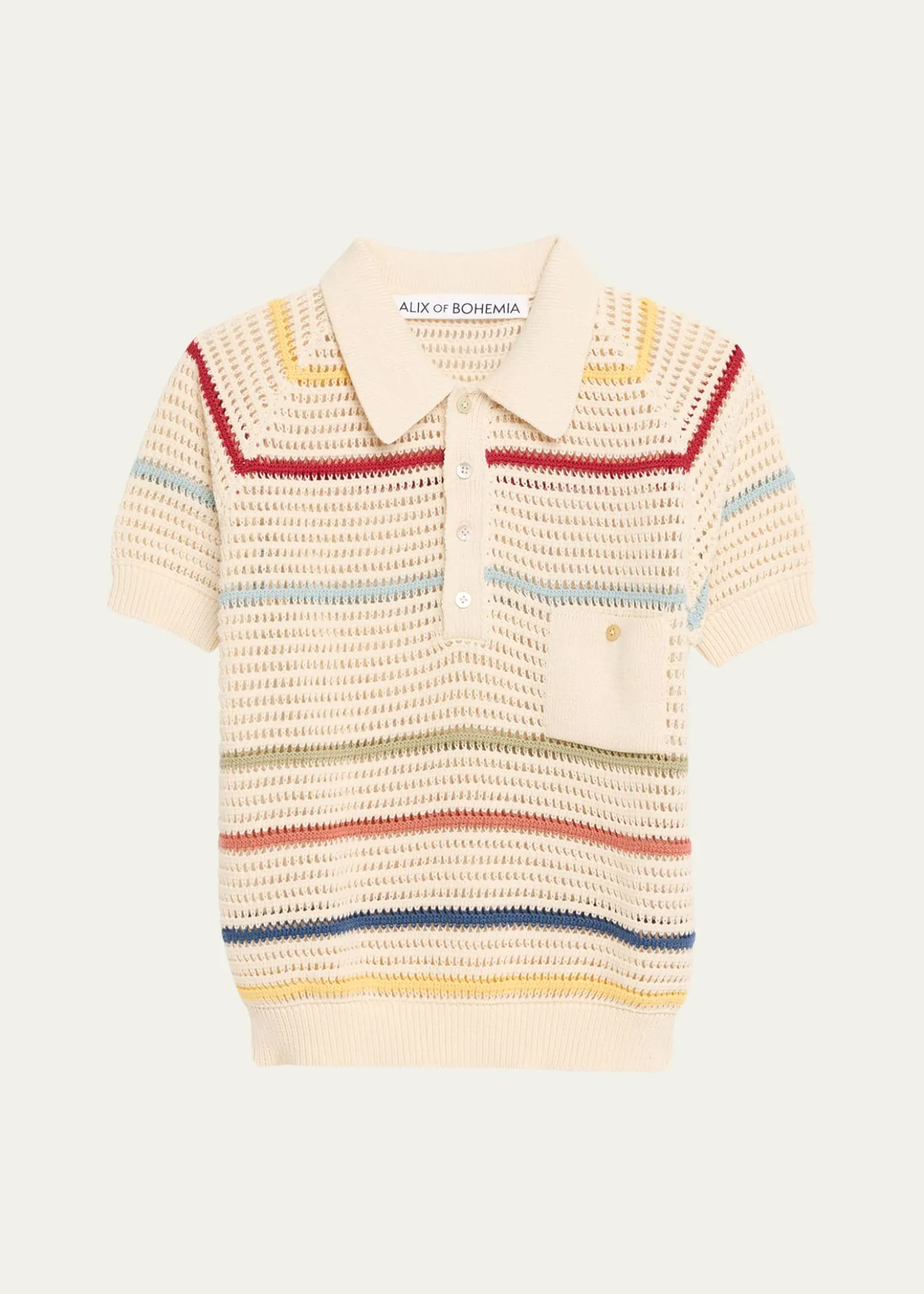 Alix of BohemiaLessi Stripe Crochet Polo Top