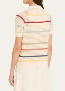 Alix of BohemiaLessi Stripe Crochet Polo Top