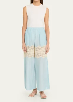 Alix of BohemiaMargie Wide-Leg Lace Panel Pants