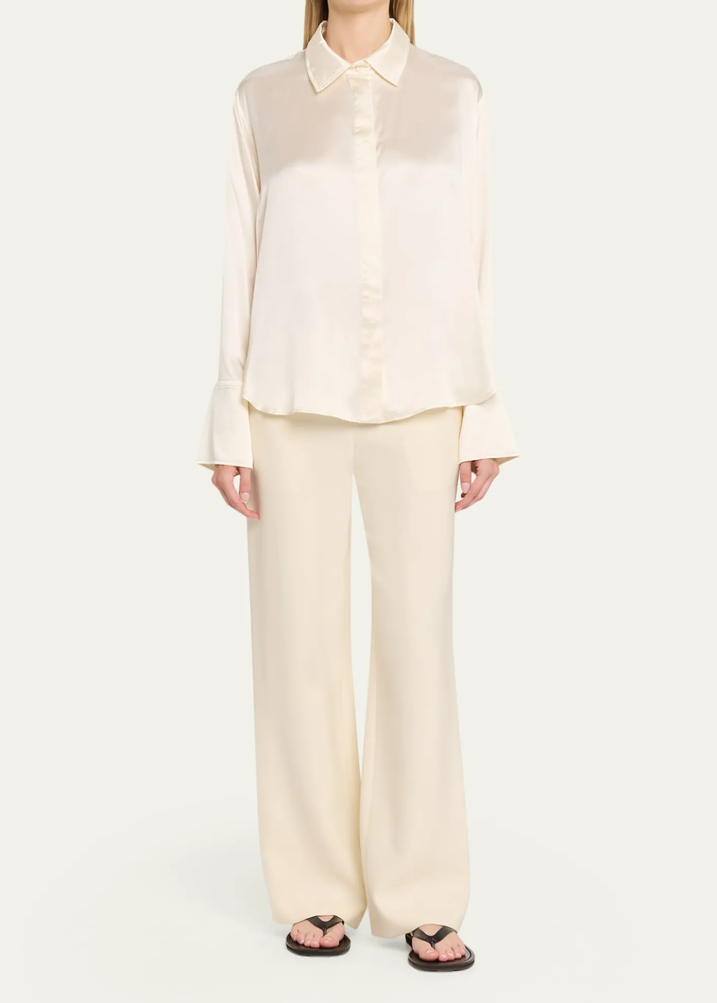 All ThreeZoraya Silk Button-Front Shirt