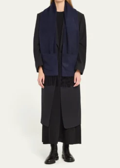 AlonpiCashmere Fringe Trim Pocket Scarf