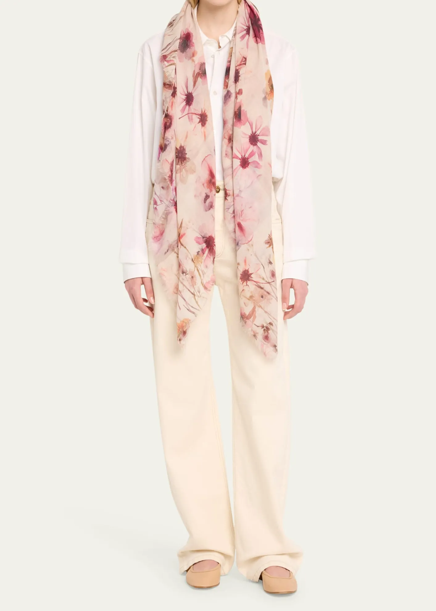 AlonpiFloral Wool Square Scarf