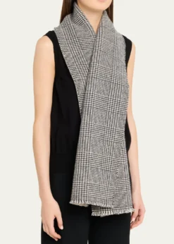AlonpiReversible Cashmere Check Scarf