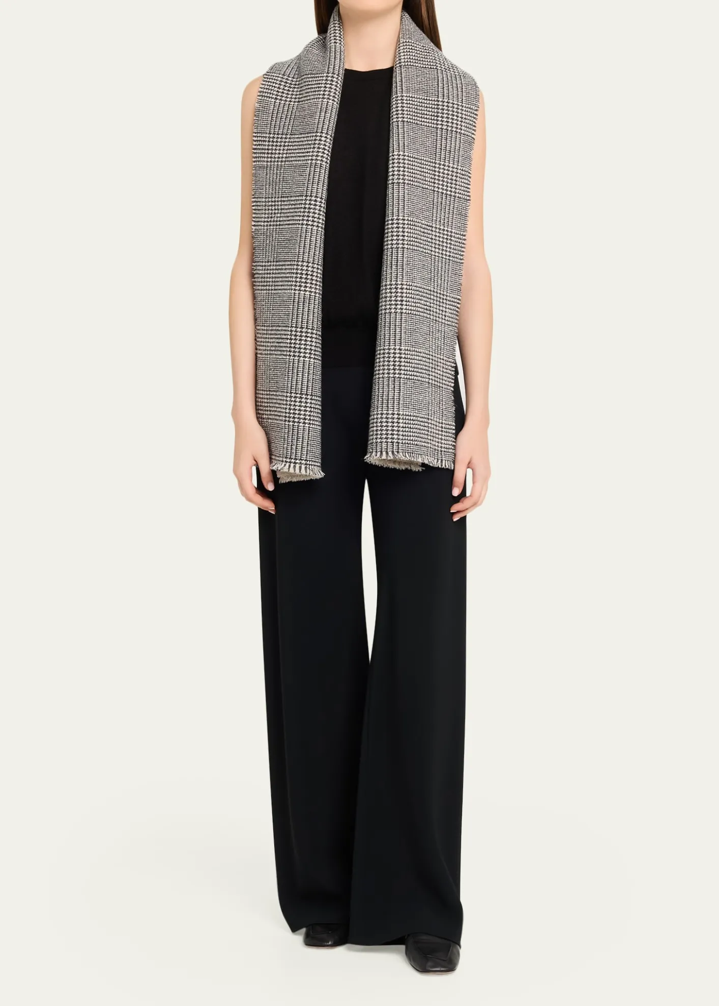 AlonpiReversible Cashmere Check Scarf