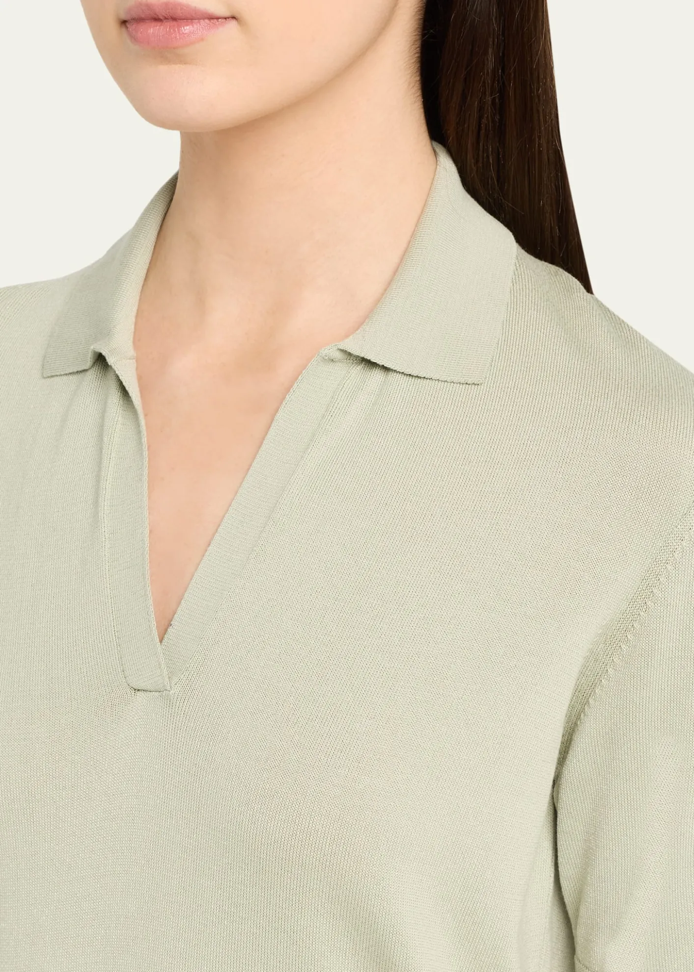 AltuzarraCotton-Silk Short-Sleeve Polo Sweater